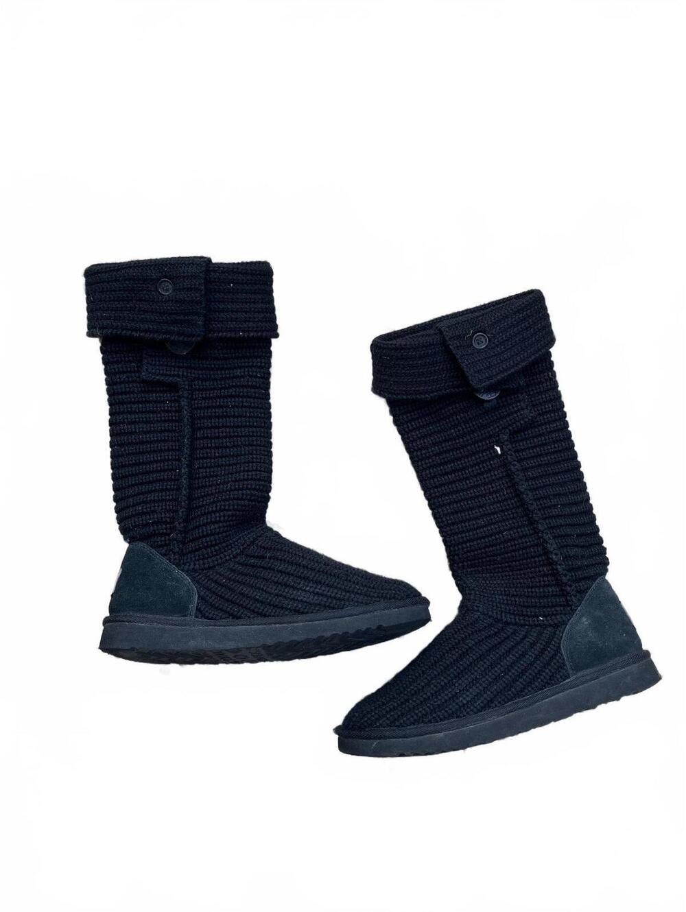 UGG Cardi Knit Women's Black Tall Boots Size 8 Pullover